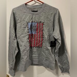 Threadgrit Women’s Gray Flag Pattern Sweater Shirt Long Sleeves Size Medium NWT